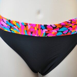 Tropical Honey Black with Multi Color Waistband Bottoms Swimwear Size 10